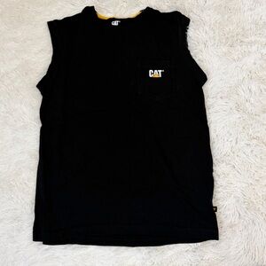 Caterpillar CAT Sleeveless Work Shirt.
Black cut-off pocket tank.Men’ssizeLarge.